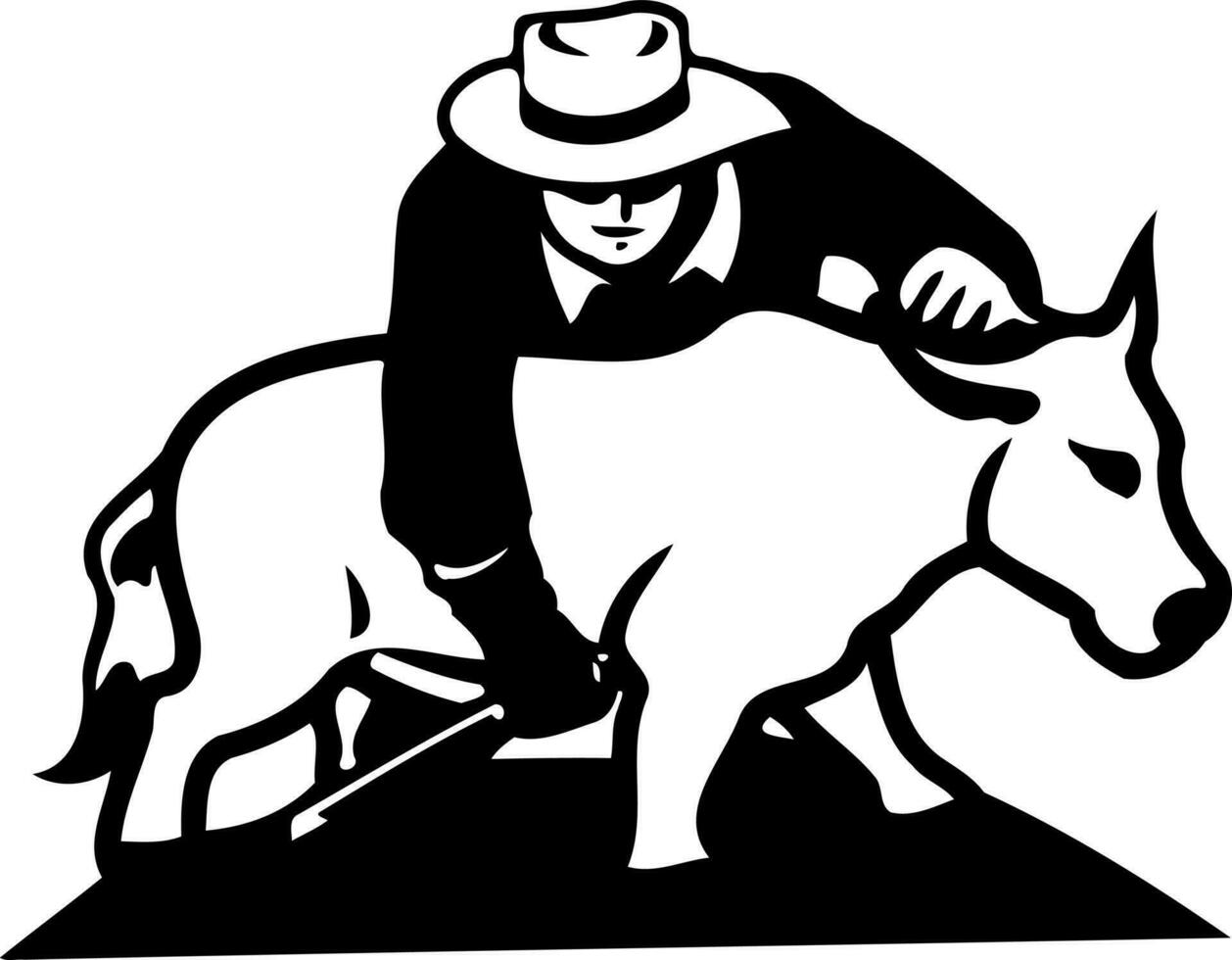 Brazilian rodeo sport called pega do garrote in black and white vector