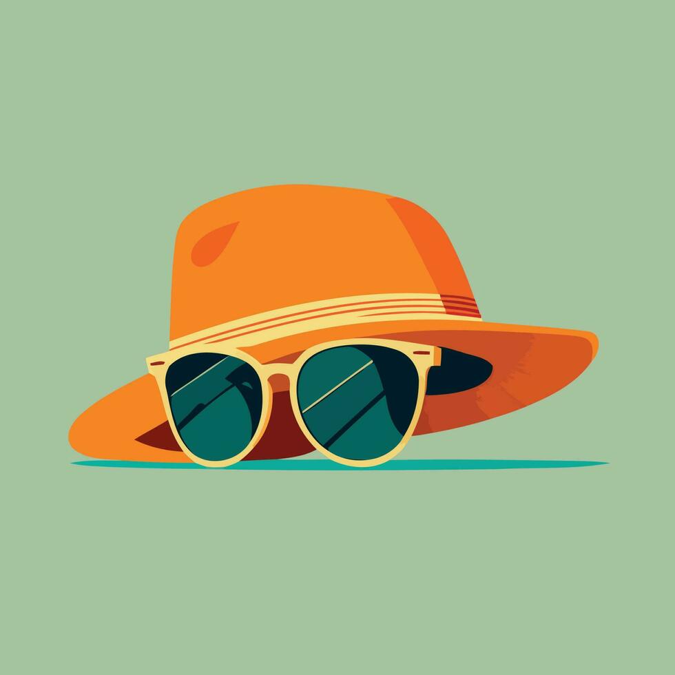 beach hat and sunglasses representing summer vector