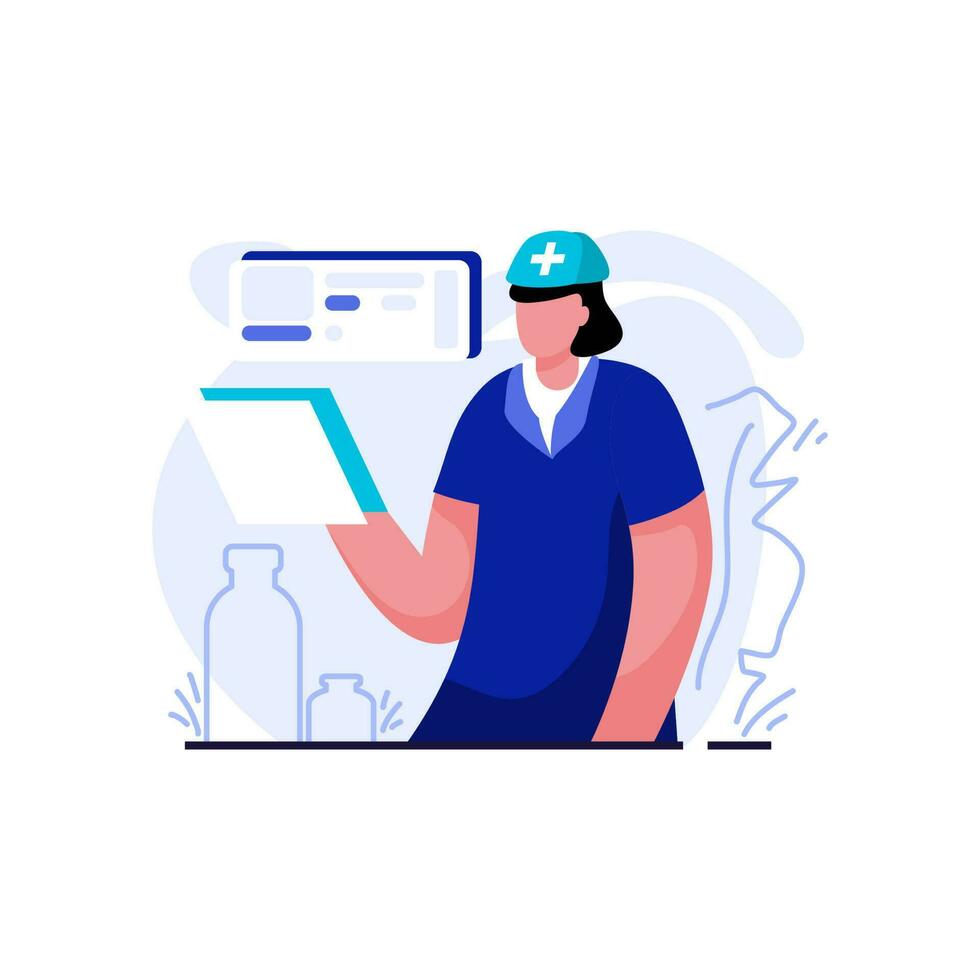 enfermero gerente plano ilustración minimalista de llave empleados cuidado de la salud industria. moderno vector conceptos para web página sitio web desarrollo, móvil aplicación