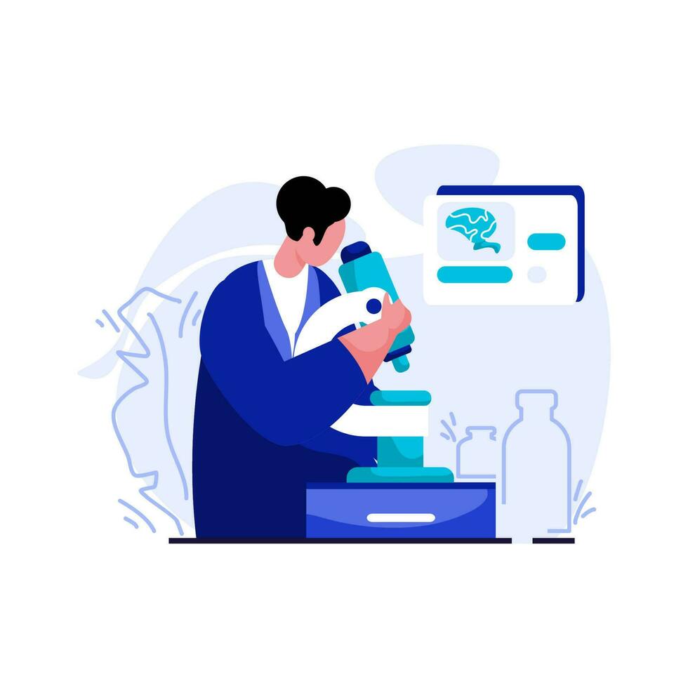 Medical Laboratory Manager Flat Illustration Minimalist of Key Employees Healthcare Industry. Modern vector concepts for web page website development, mobile app