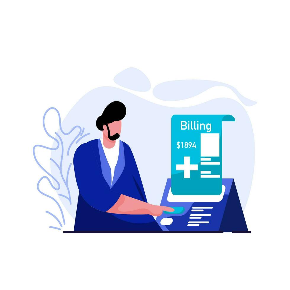 Medical Billing Flat Illustration Minimalist of Key Employees Healthcare Industry. Modern vector concepts for web page website development, mobile app