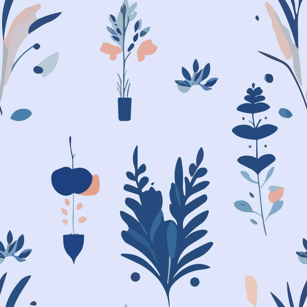 Abstract Trendy Exotic Jungle Plants Pattern features sharp textures, perfect for backgrounds, posters, cards, textiles, wallpaper templates, pillows, dresses, shirts, and sheets vector