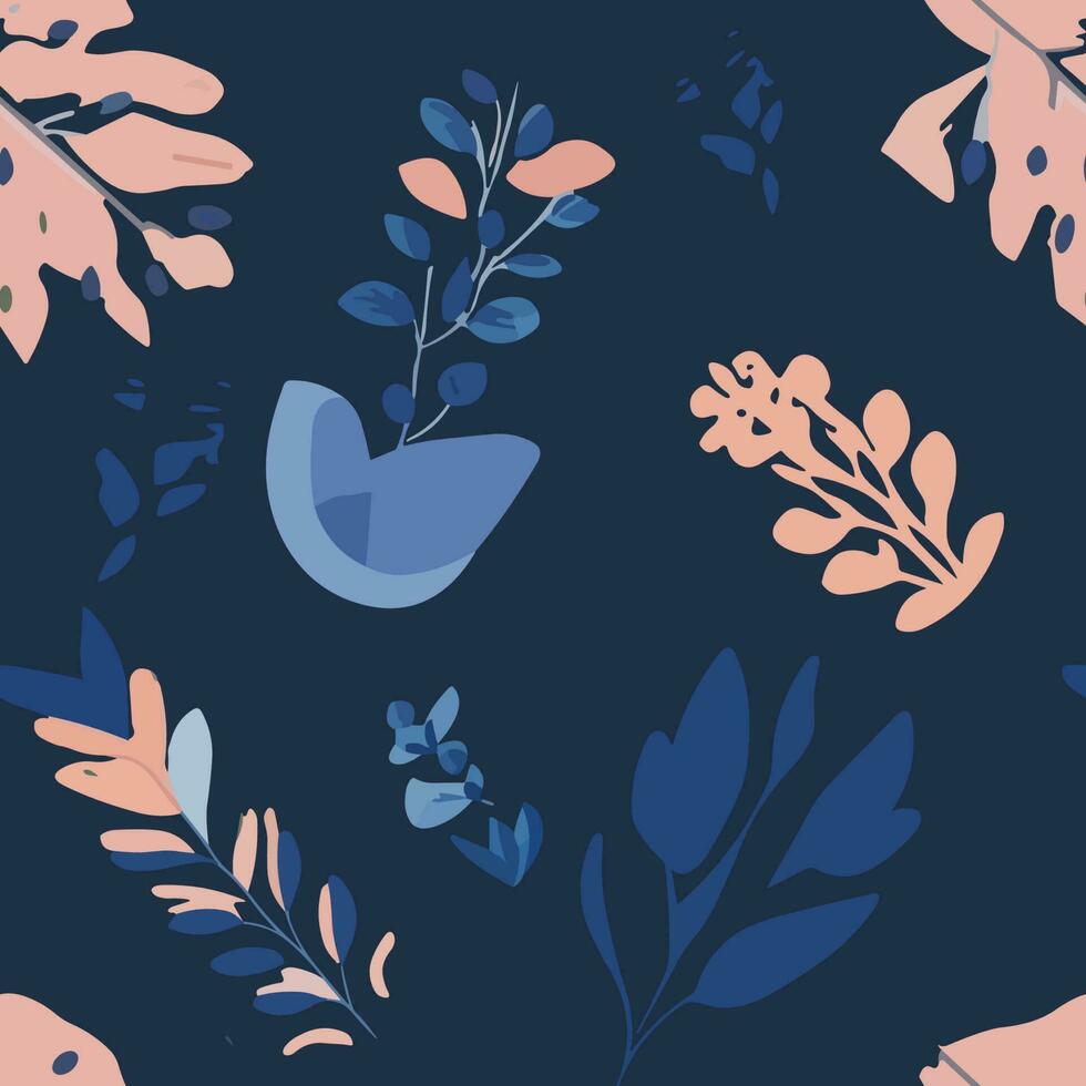 Abstract Trendy Exotic Jungle Plants Pattern features sharp textures, perfect for backgrounds, posters, cards, textiles, wallpaper templates, pillows, dresses, shirts, and sheets vector