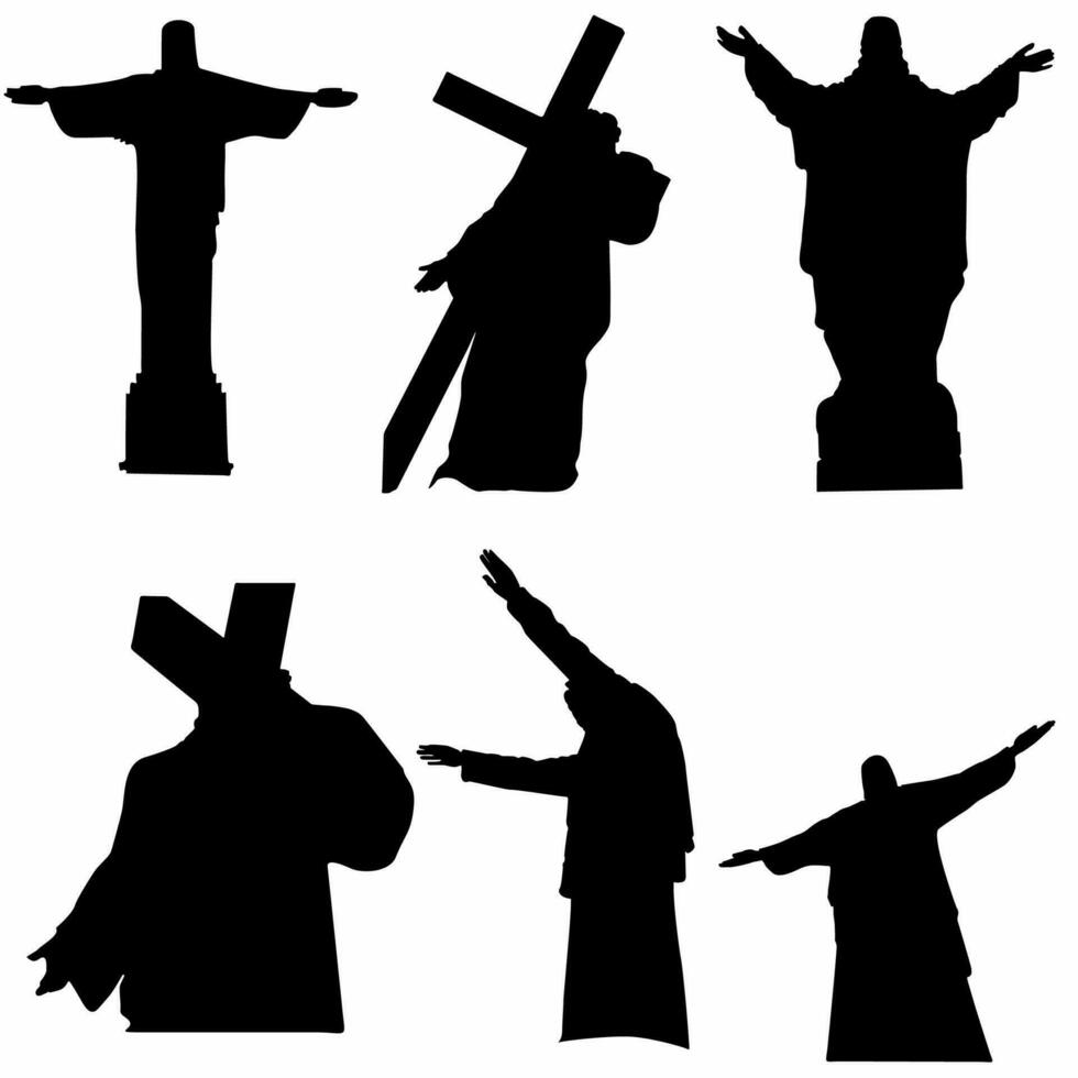 set of jesus statues around the world vector