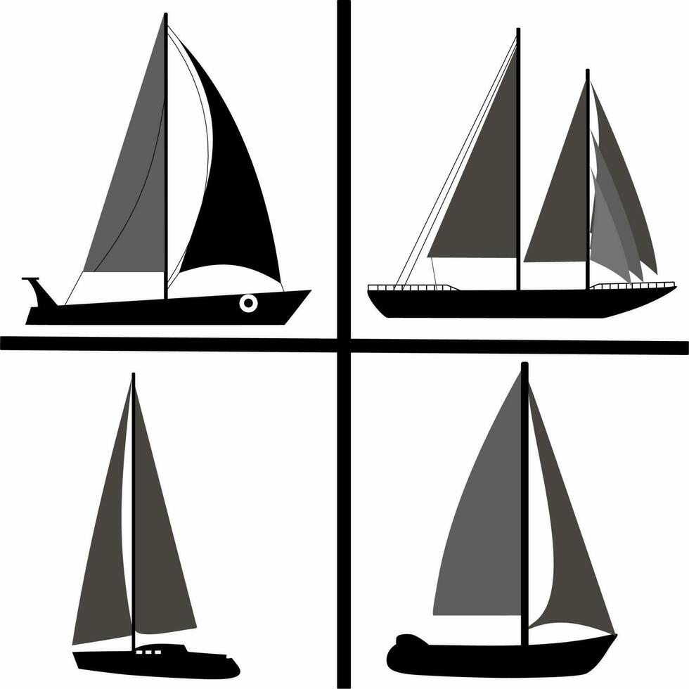 Sailboat vector silhouette, logo, icon