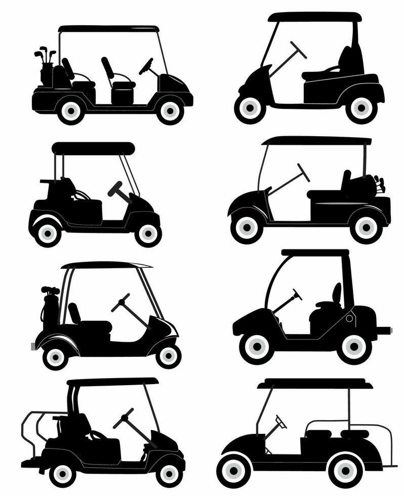 club auto, golf coche silueta, vehículo icono vector ilustración.