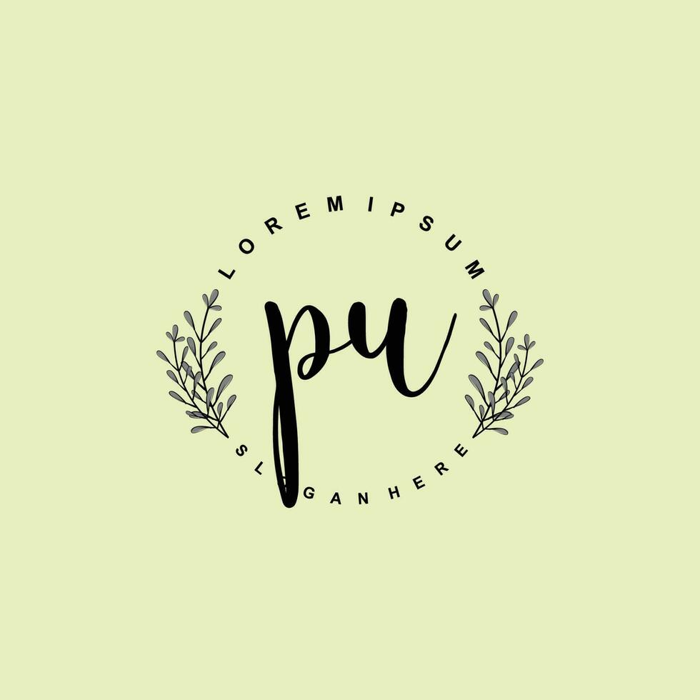 PU Initial beauty floral logo template vector