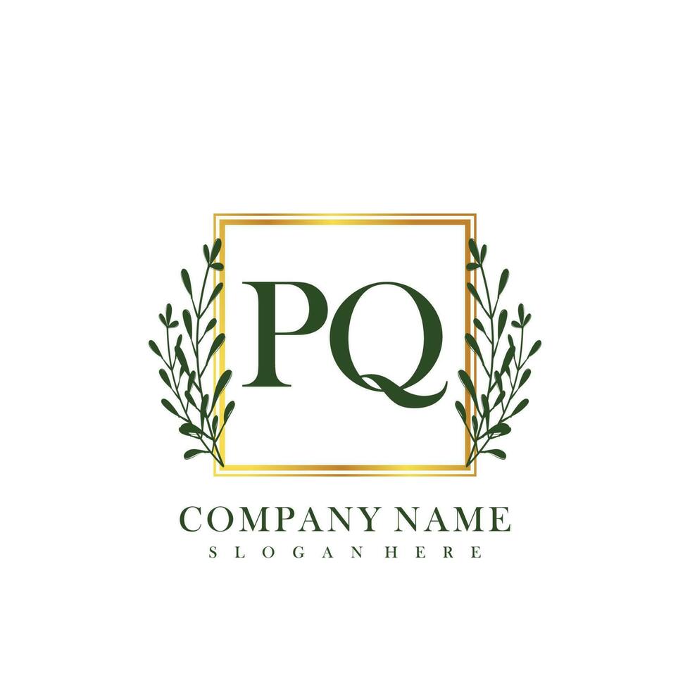 PQ Initial beauty floral logo template vector