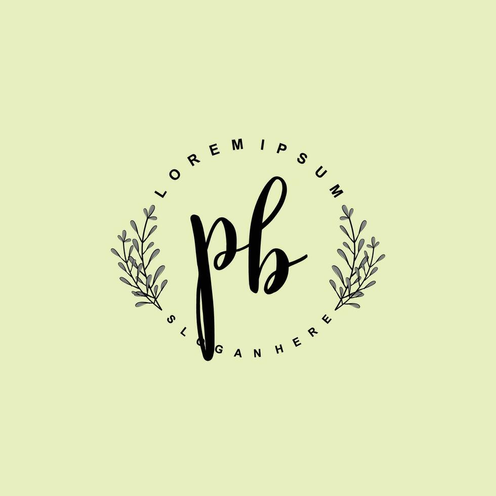 pb inicial belleza floral logo modelo vector