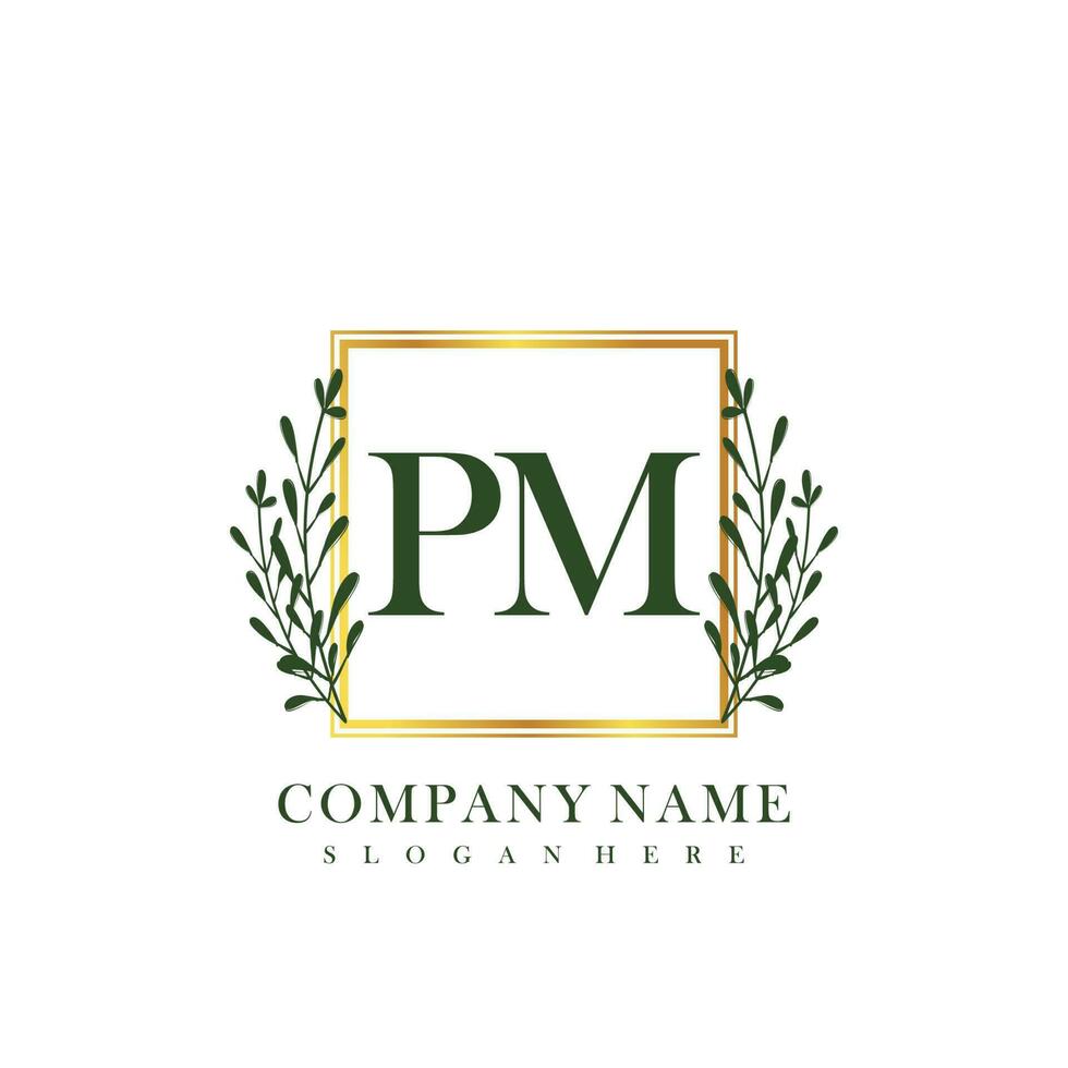 PM Initial beauty floral logo template vector