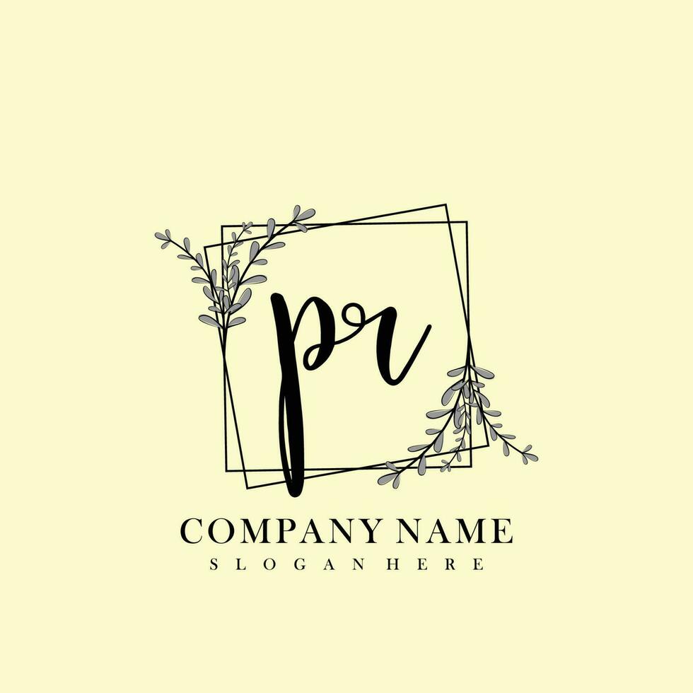 PR Initial beauty floral logo template vector