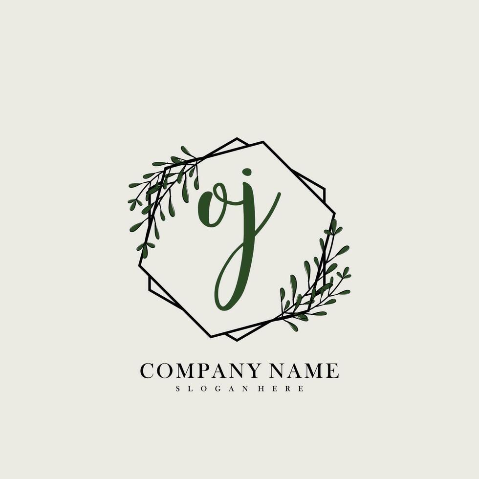 OJ Initial beauty floral logo template vector