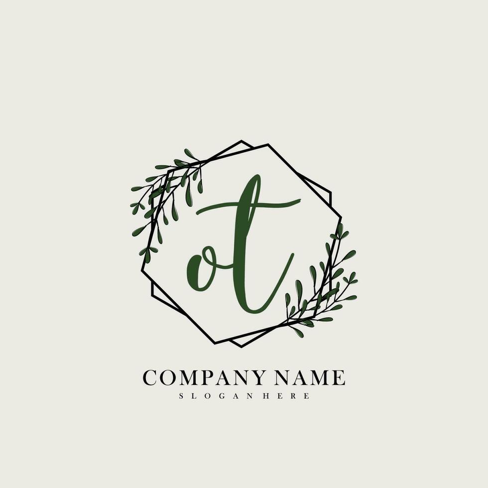 OT Initial beauty floral logo template vector