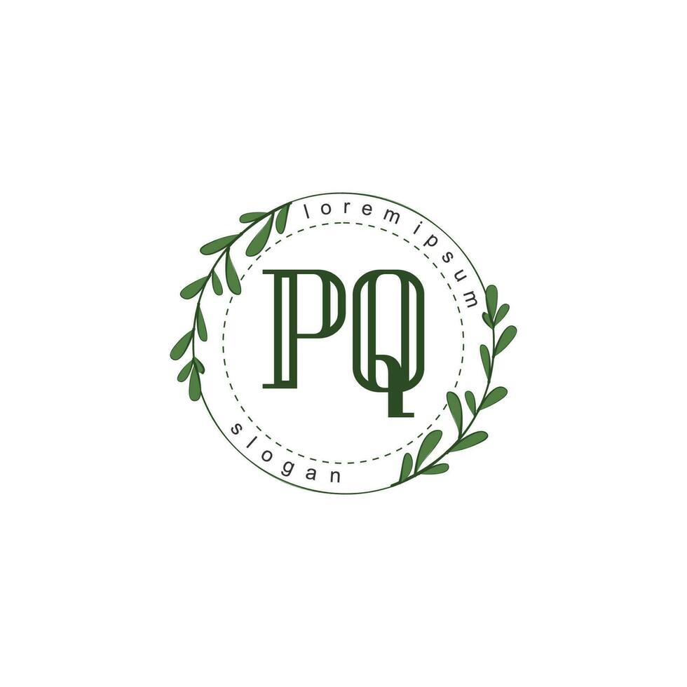 pq inicial belleza floral logo modelo vector