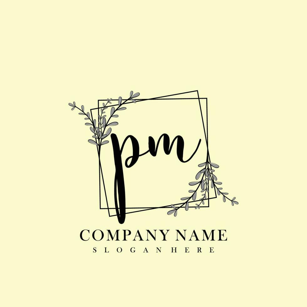 PM Initial beauty floral logo template vector