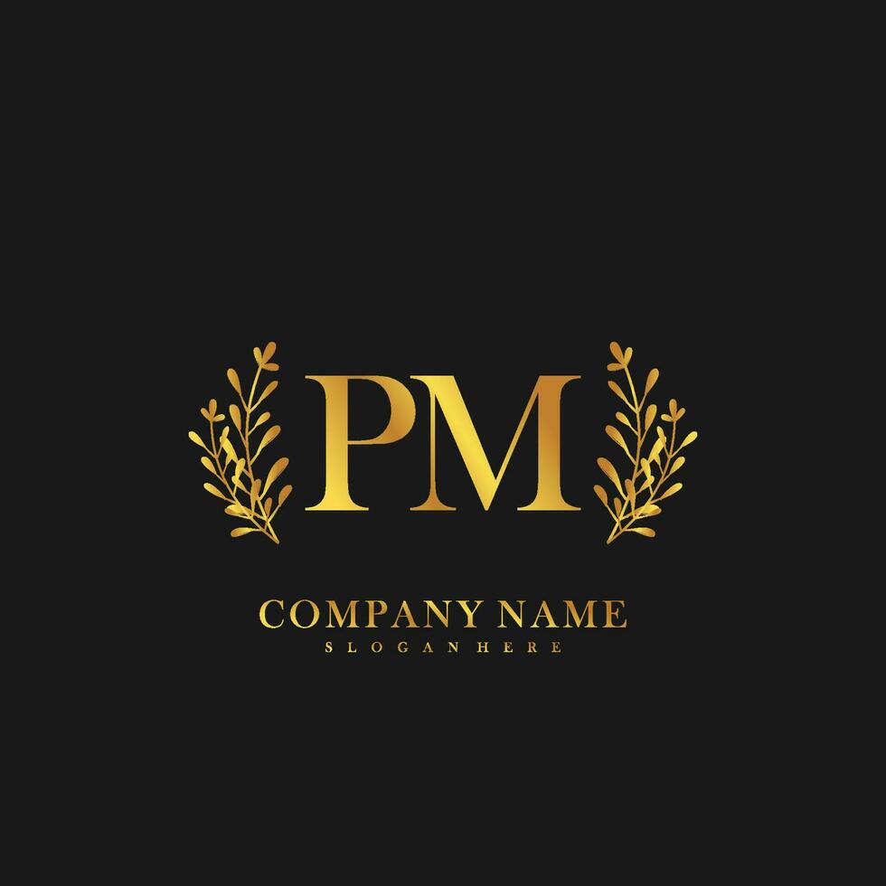 PM Initial beauty floral logo template vector