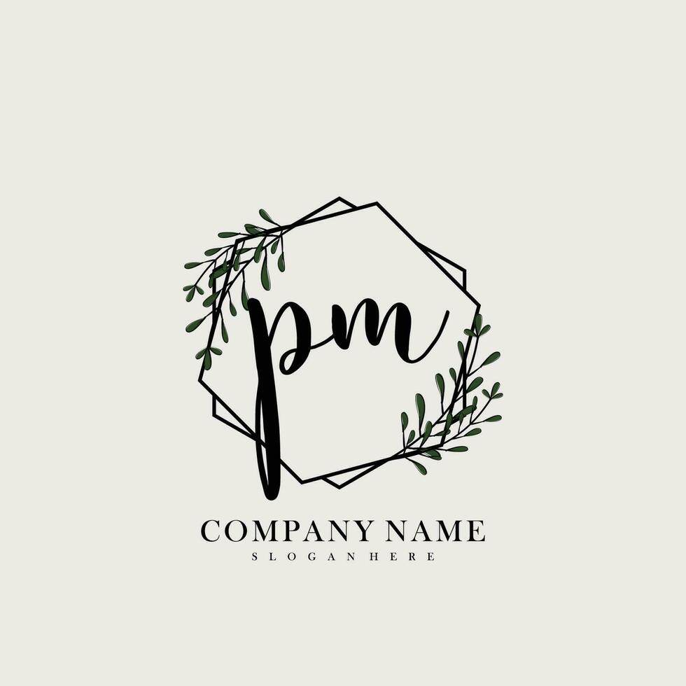 PM Initial beauty floral logo template vector