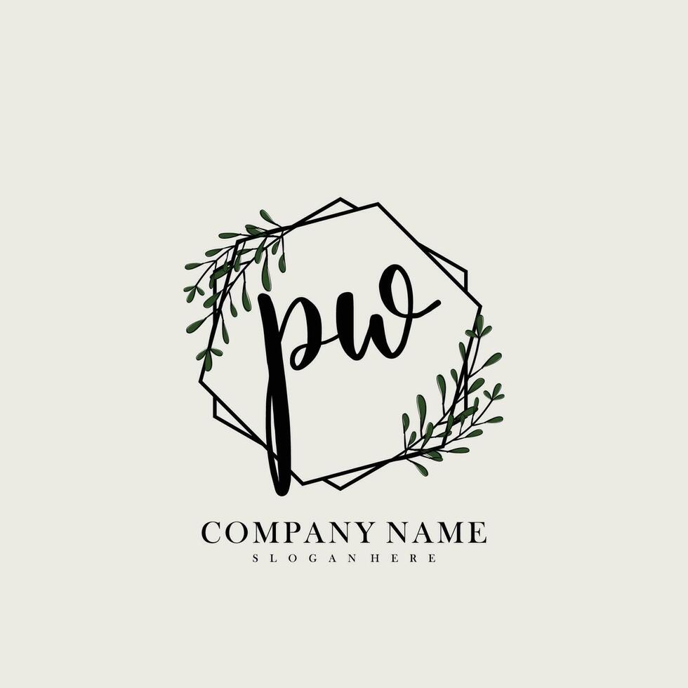 PW Initial beauty floral logo template vector