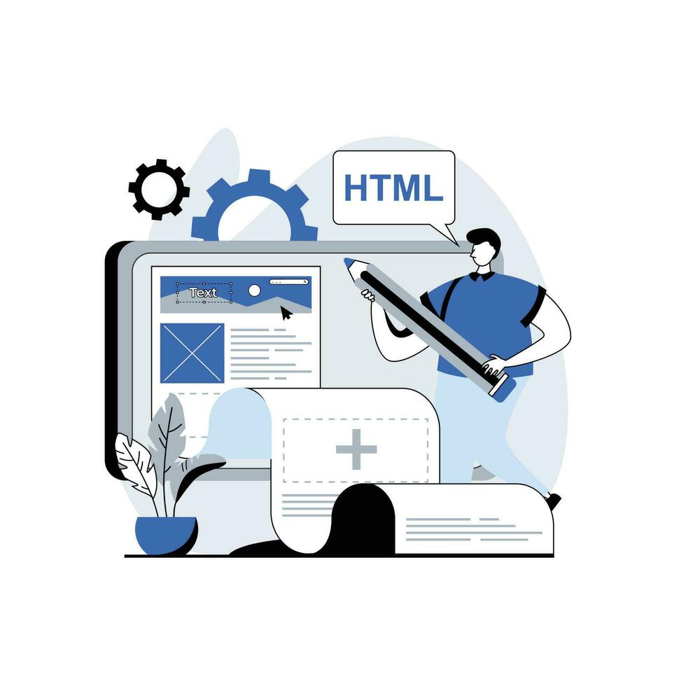 Website, web, app illustration of developer writing code of web, and ...
