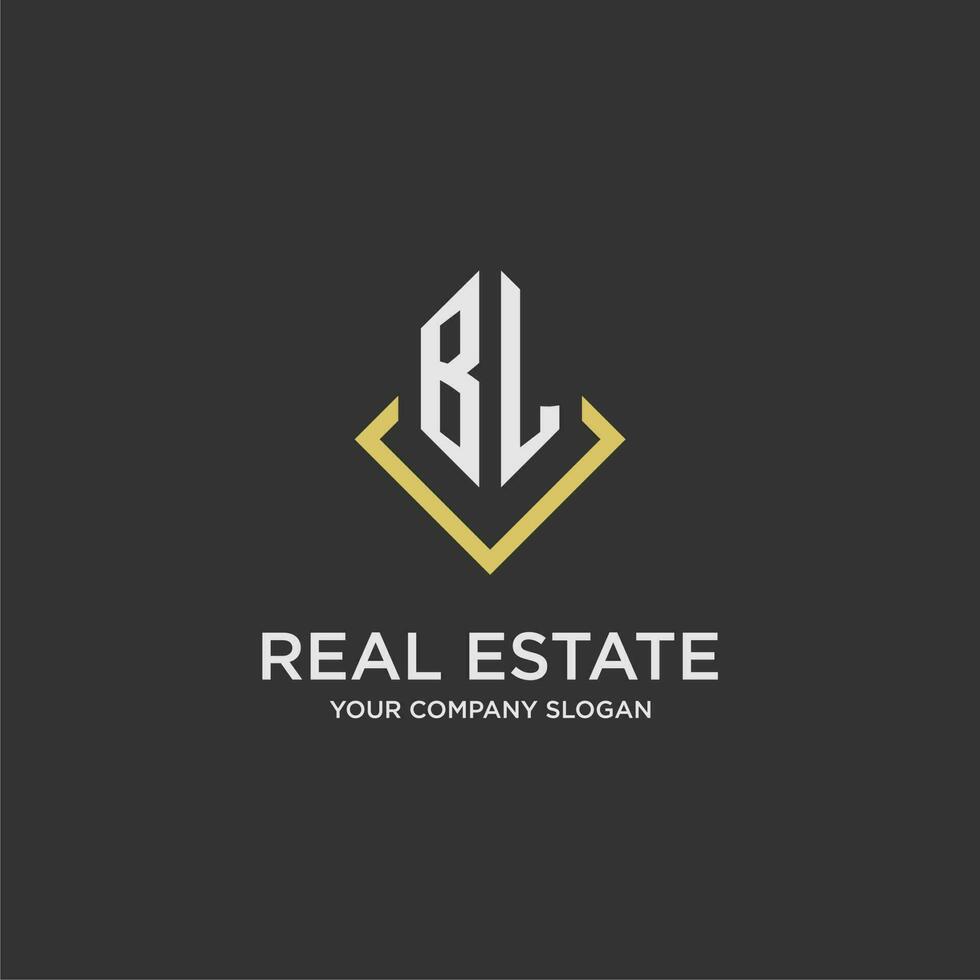 BL initial monogram logo for real estate with polygon style vector