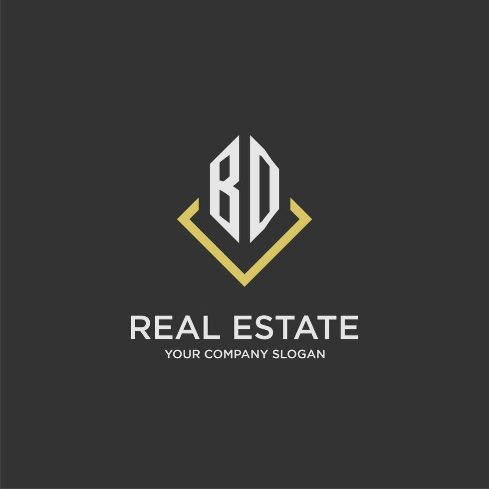 BD initial monogram logo for real estate with polygon style vector