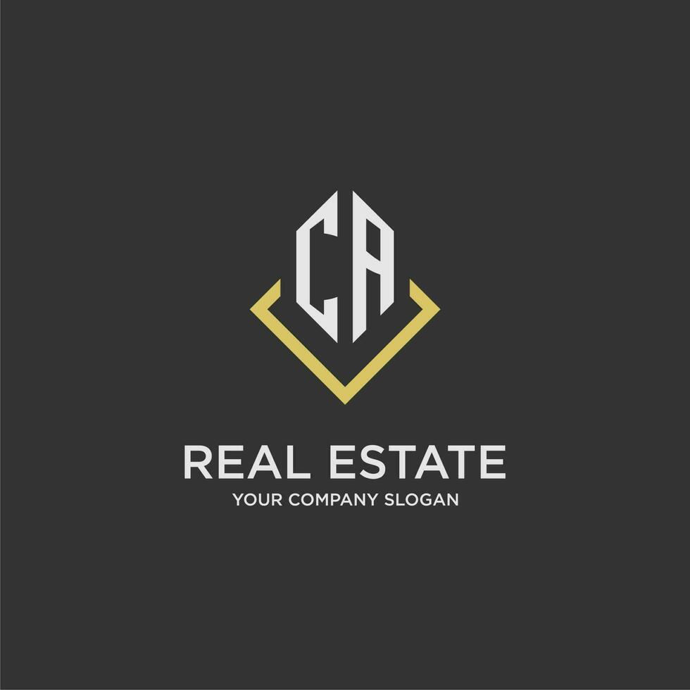 CA initial monogram logo for real estate with polygon style vector