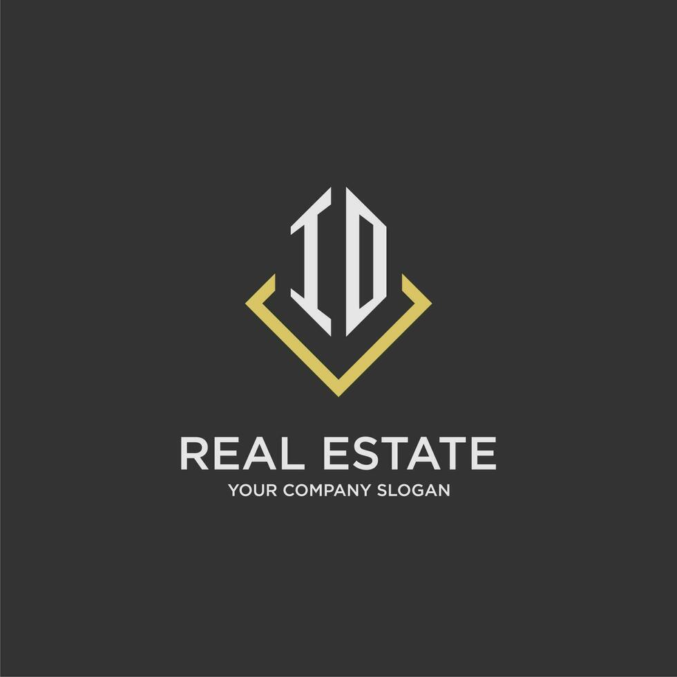 IO initial monogram logo for real estate with polygon style vector