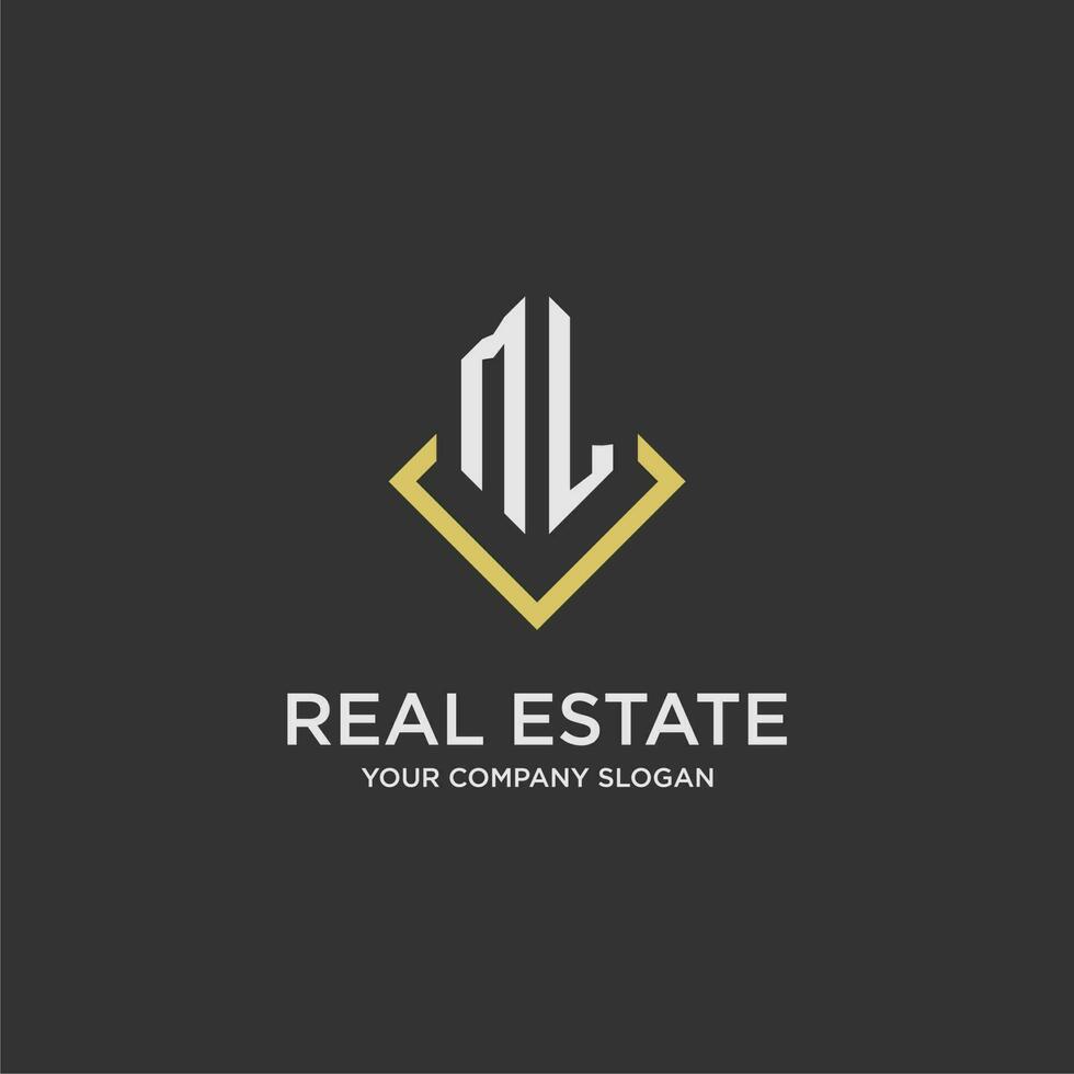 ML initial monogram logo for real estate with polygon style vector