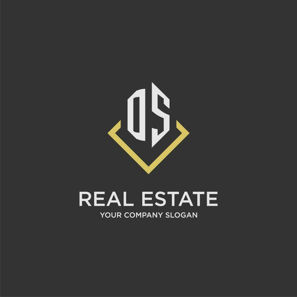 DS initial monogram logo for real estate with polygon style vector