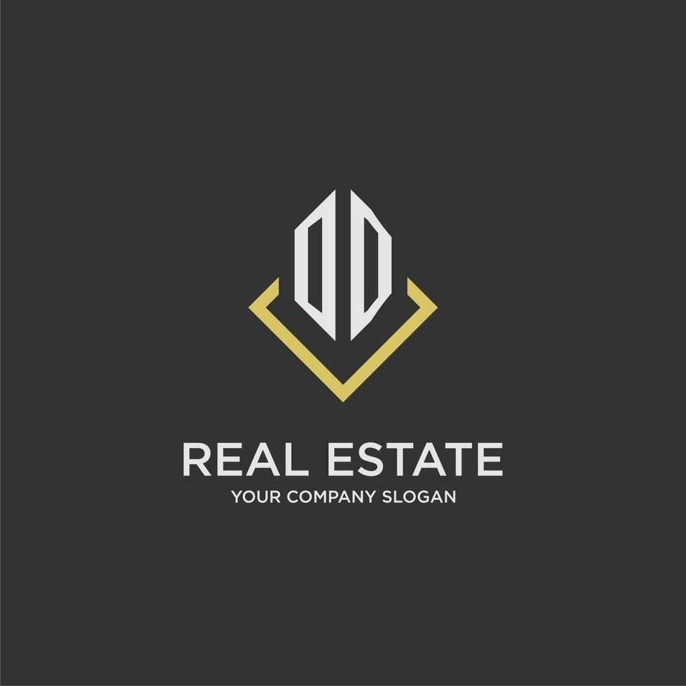 OD initial monogram logo for real estate with polygon style vector