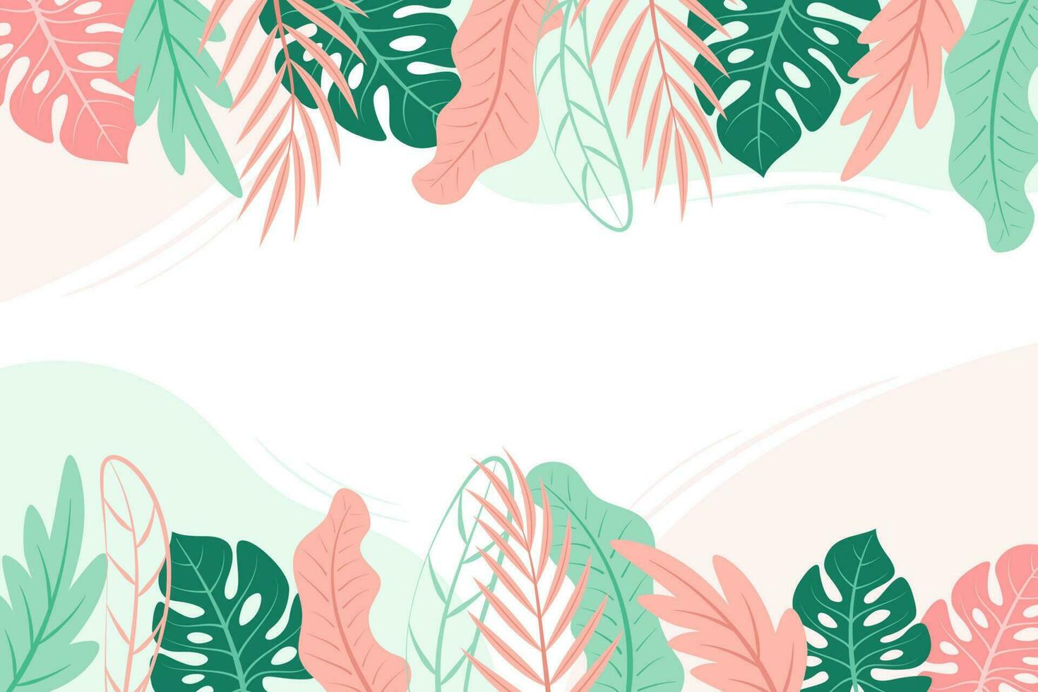 Summer background vector design with tropical leaves