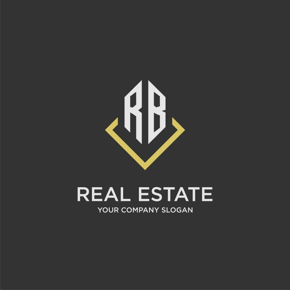 RB initial monogram logo for real estate with polygon style vector