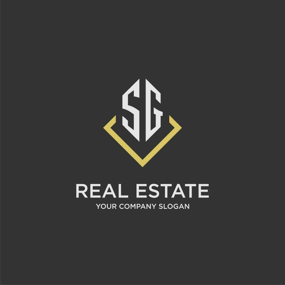 SG initial monogram logo for real estate with polygon style vector