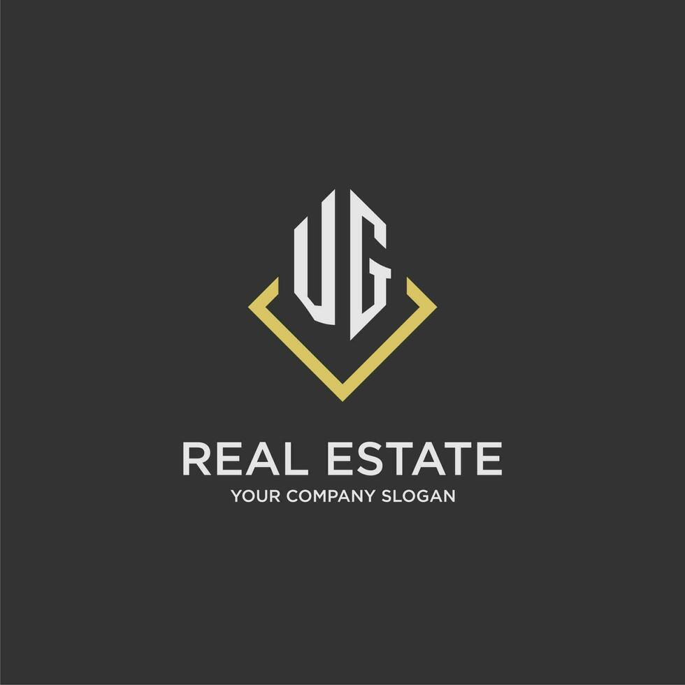 VG initial monogram logo for real estate with polygon style vector