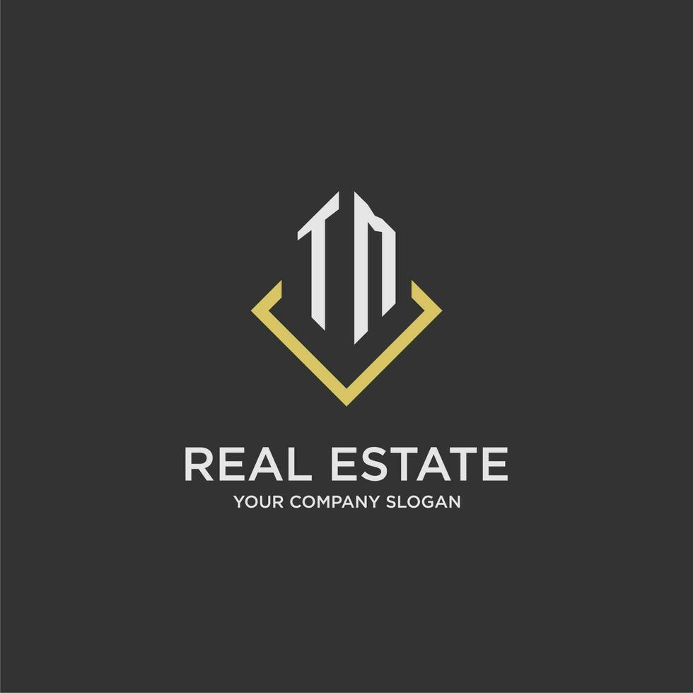 TM initial monogram logo for real estate with polygon style vector