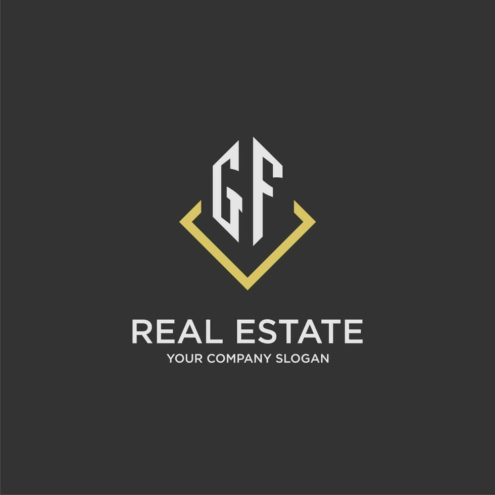 GF initial monogram logo for real estate with polygon style vector