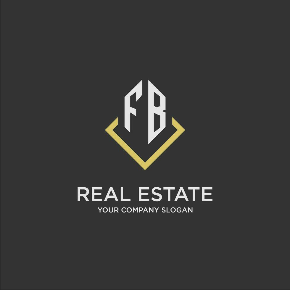FB initial monogram logo for real estate with polygon style vector