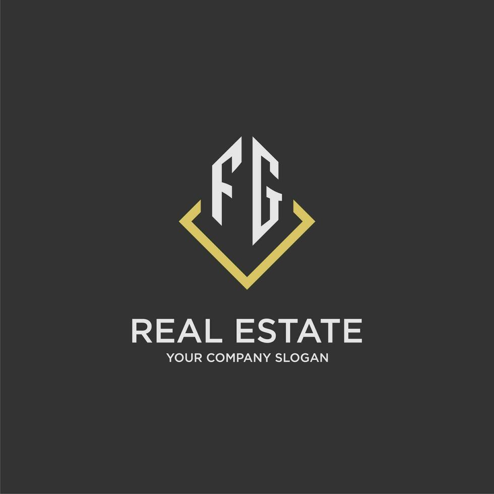 FG initial monogram logo for real estate with polygon style vector