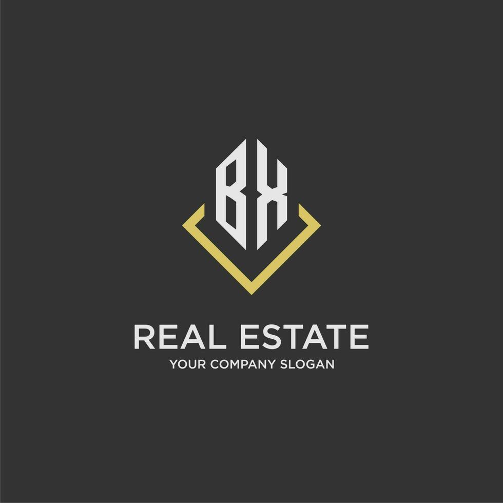 BX initial monogram logo for real estate with polygon style vector