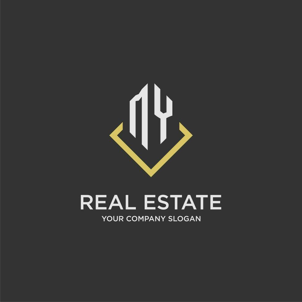 MY initial monogram logo for real estate with polygon style vector