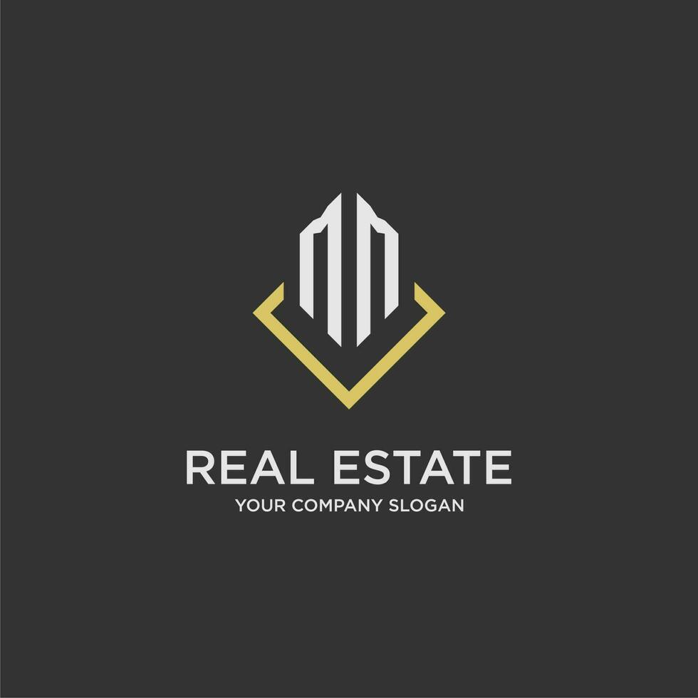 MM initial monogram logo for real estate with polygon style vector