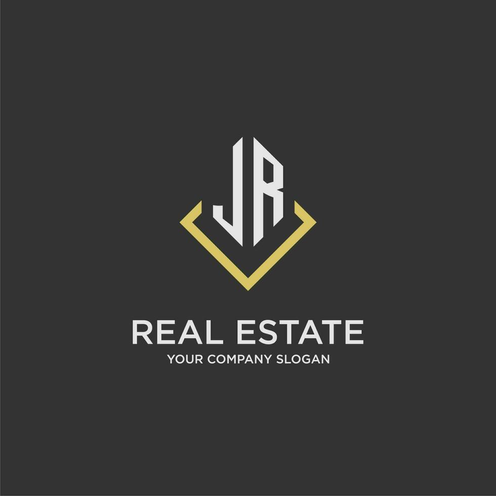 JR initial monogram logo for real estate with polygon style vector