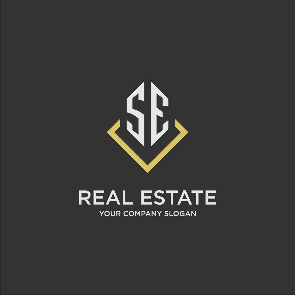 SE initial monogram logo for real estate with polygon style vector