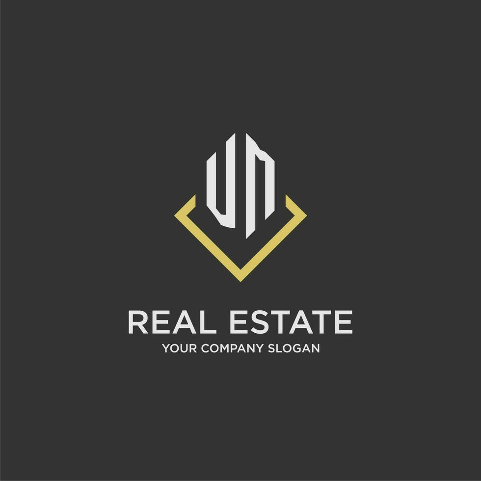 VM initial monogram logo for real estate with polygon style vector
