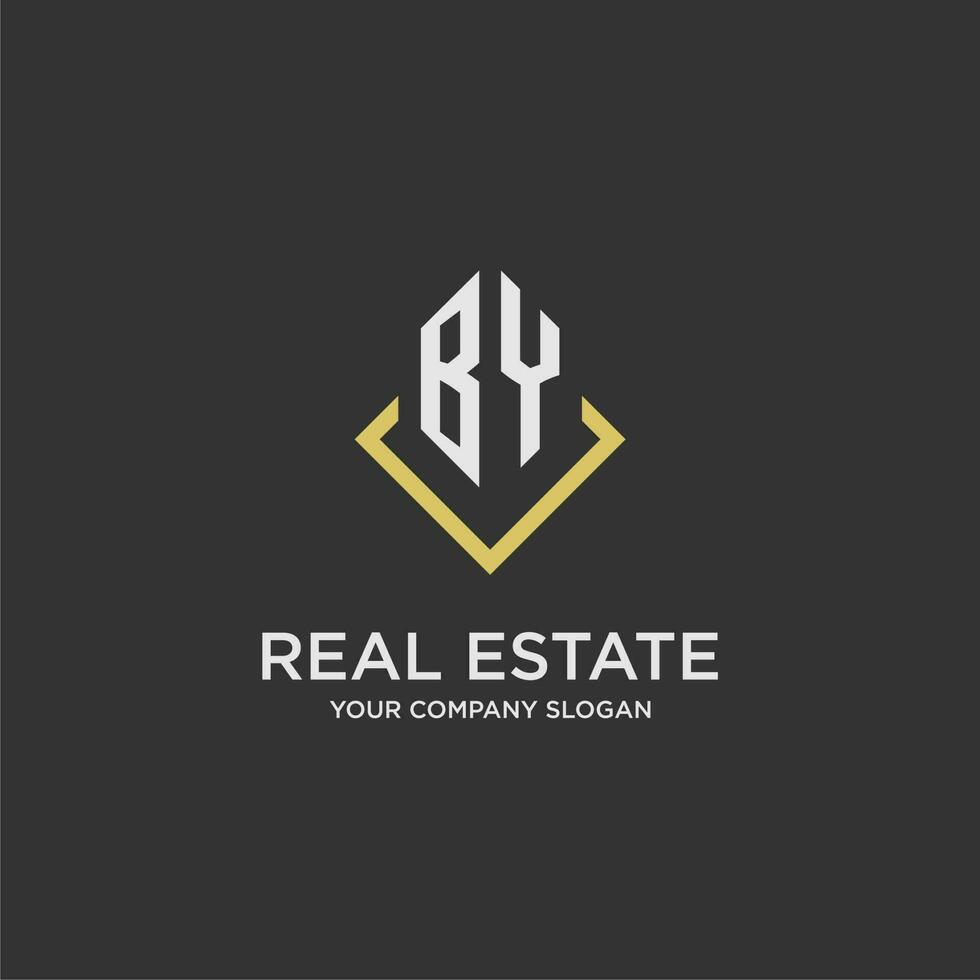 BY initial monogram logo for real estate with polygon style vector