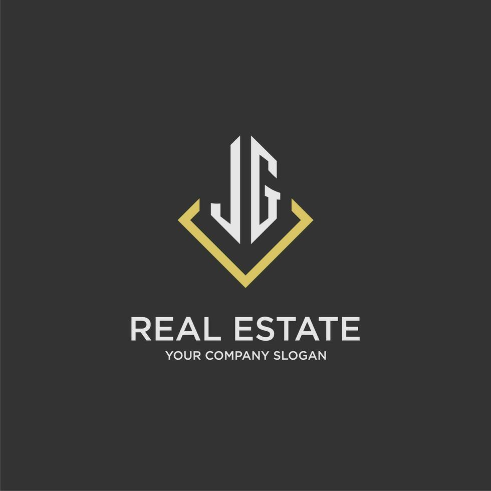 JG initial monogram logo for real estate with polygon style vector