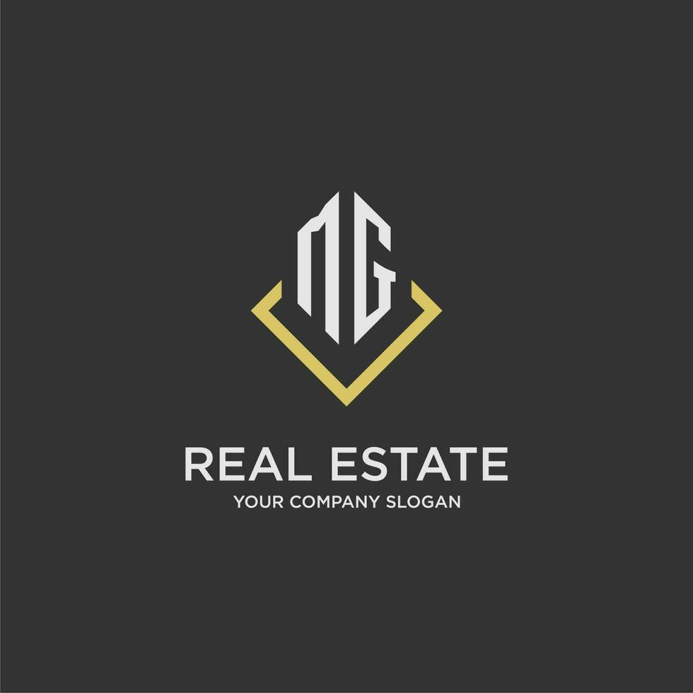 MG initial monogram logo for real estate with polygon style vector