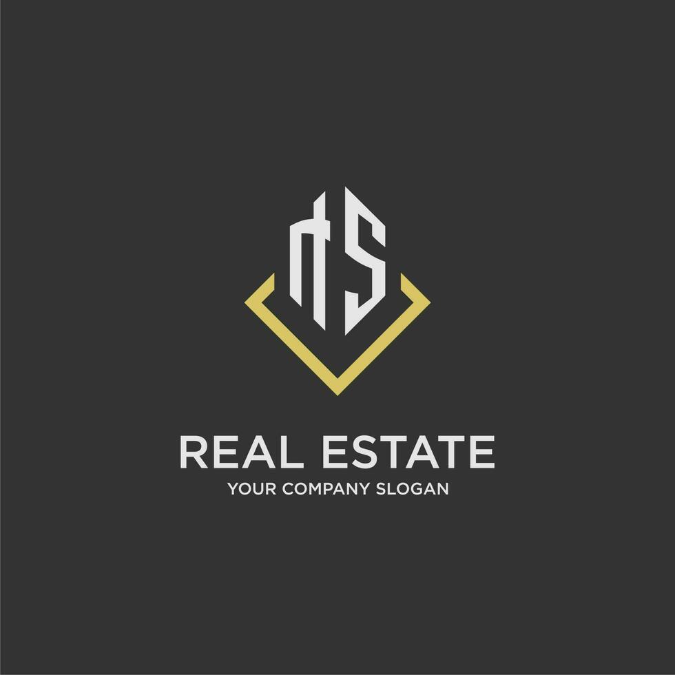 NS initial monogram logo for real estate with polygon style vector