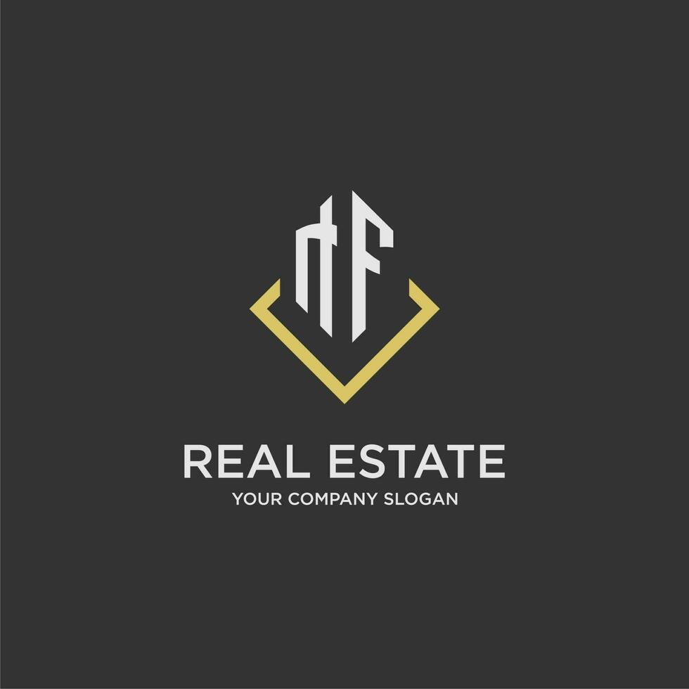 NF initial monogram logo for real estate with polygon style vector