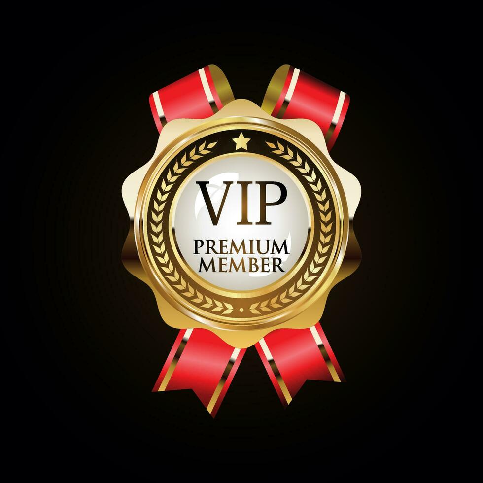 Golden badge VIP golden member retro design vector